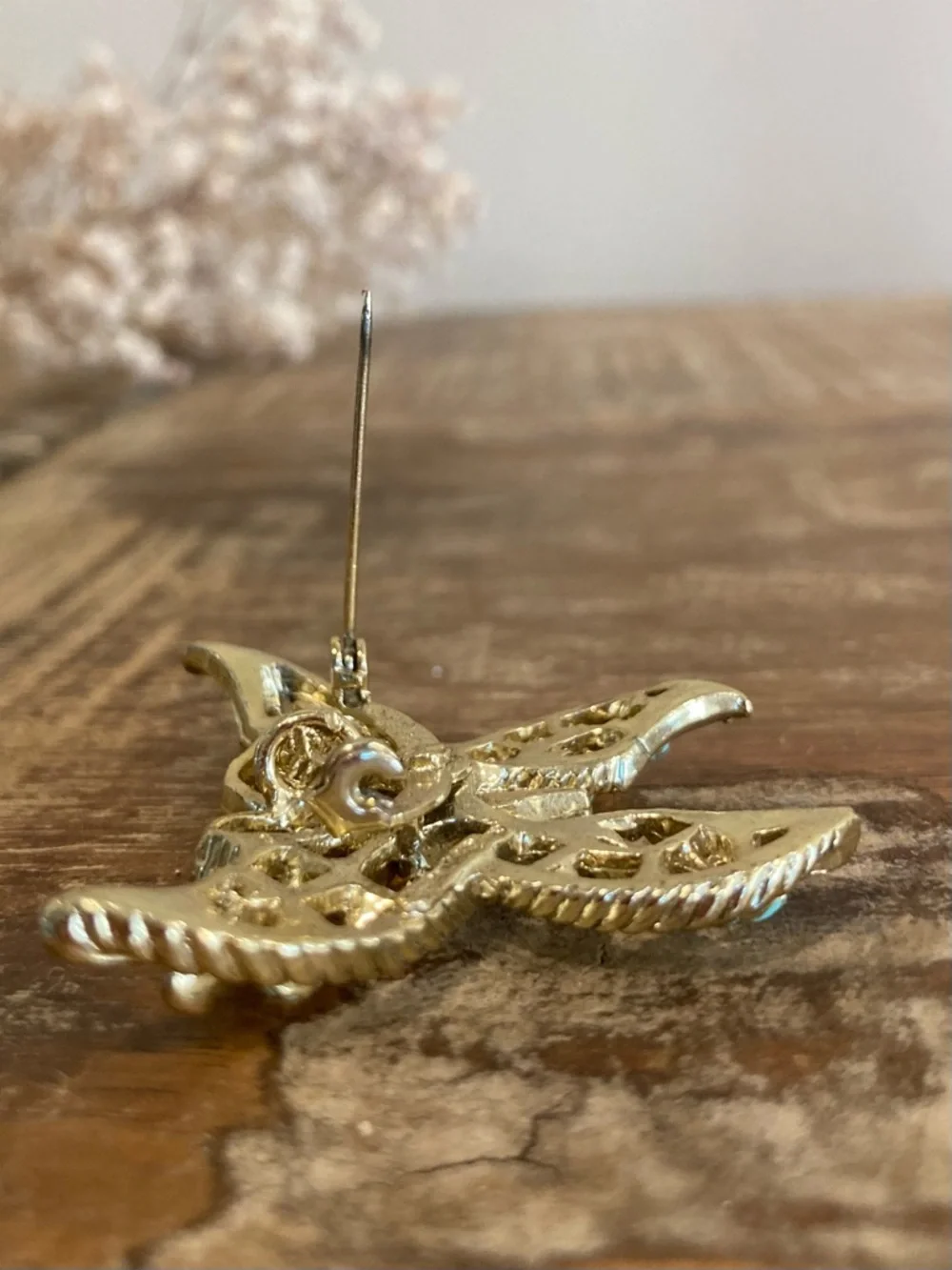 Vintage Gerry’s Gold Tone and Light Turquoise Colored Butterfly Brooch / Pendant